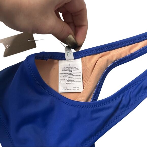 J.Crew Blue Scoopneck Bikini Swim Top L NWT Heritage Collection - Picture 3 of 3